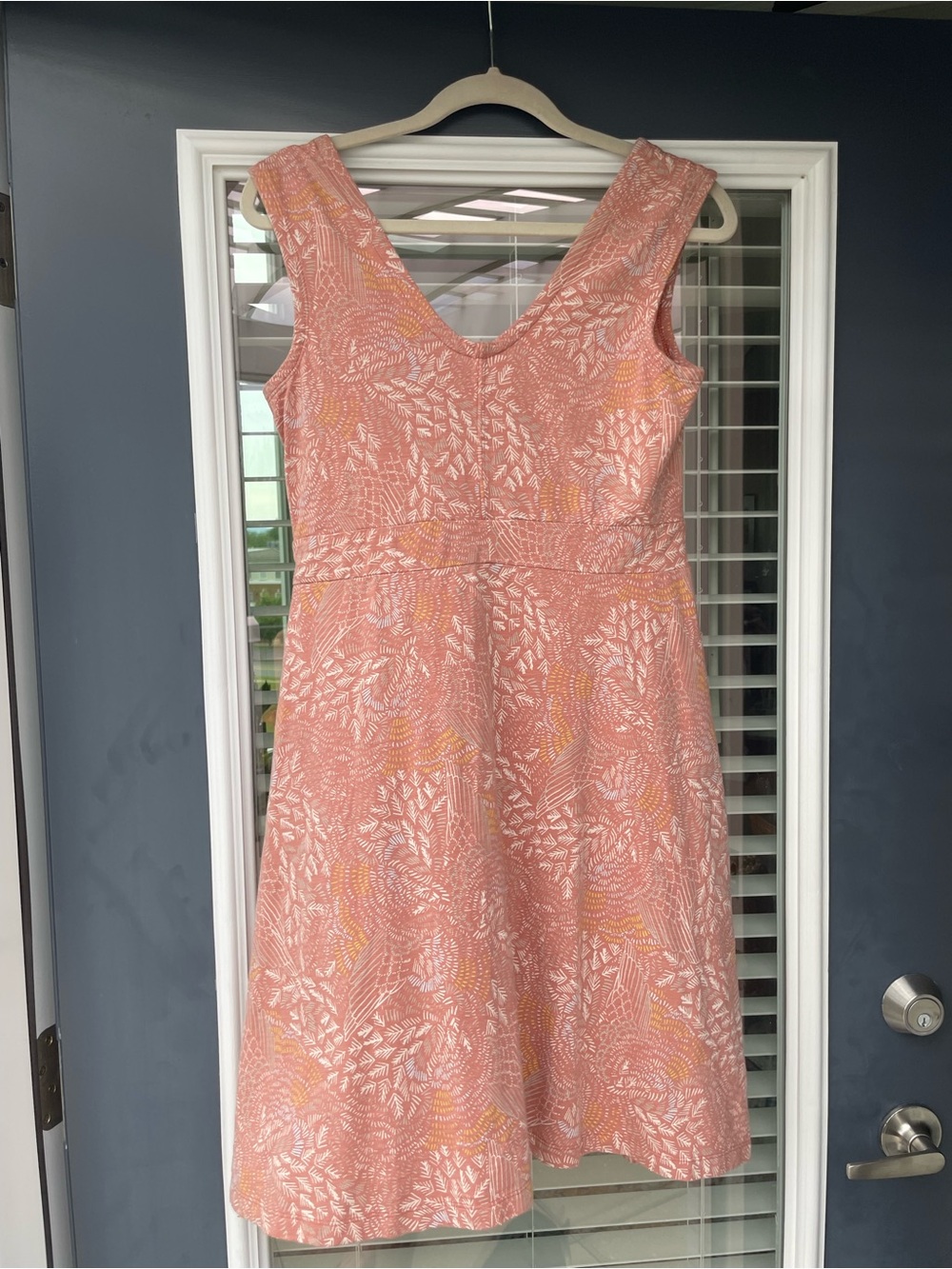 Patagonia Soft Coral Pink Floral-Pattern V-Neck Midi Dress Size Medium